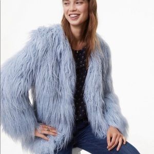 LOFT Blue Faux Fur Coat